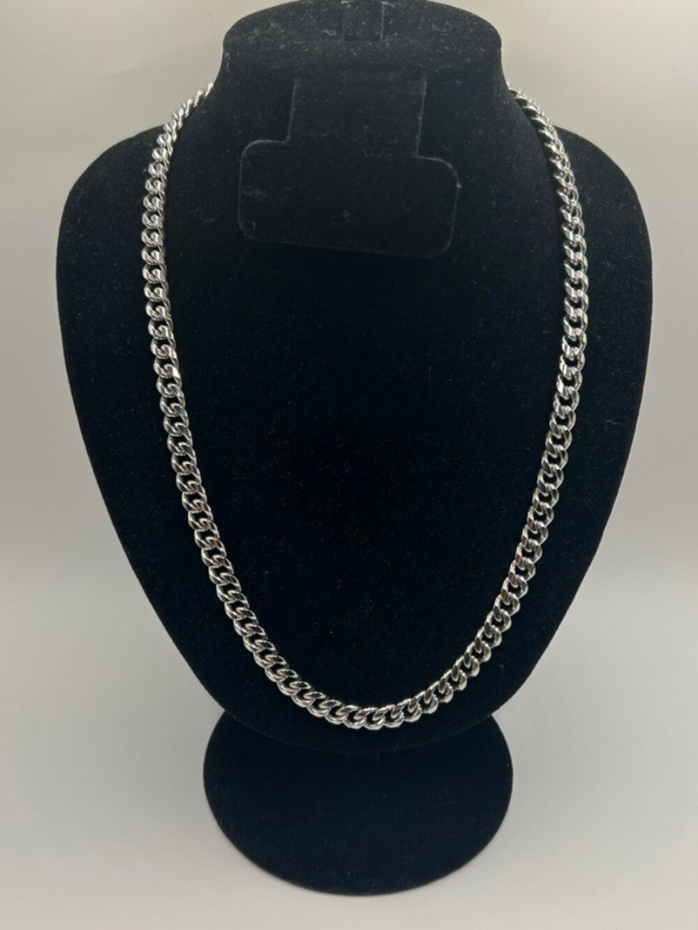 Mens Miami Cuban Link Chain Real Silver 24 Inch Plated 7mm Hip Hop Waterproof